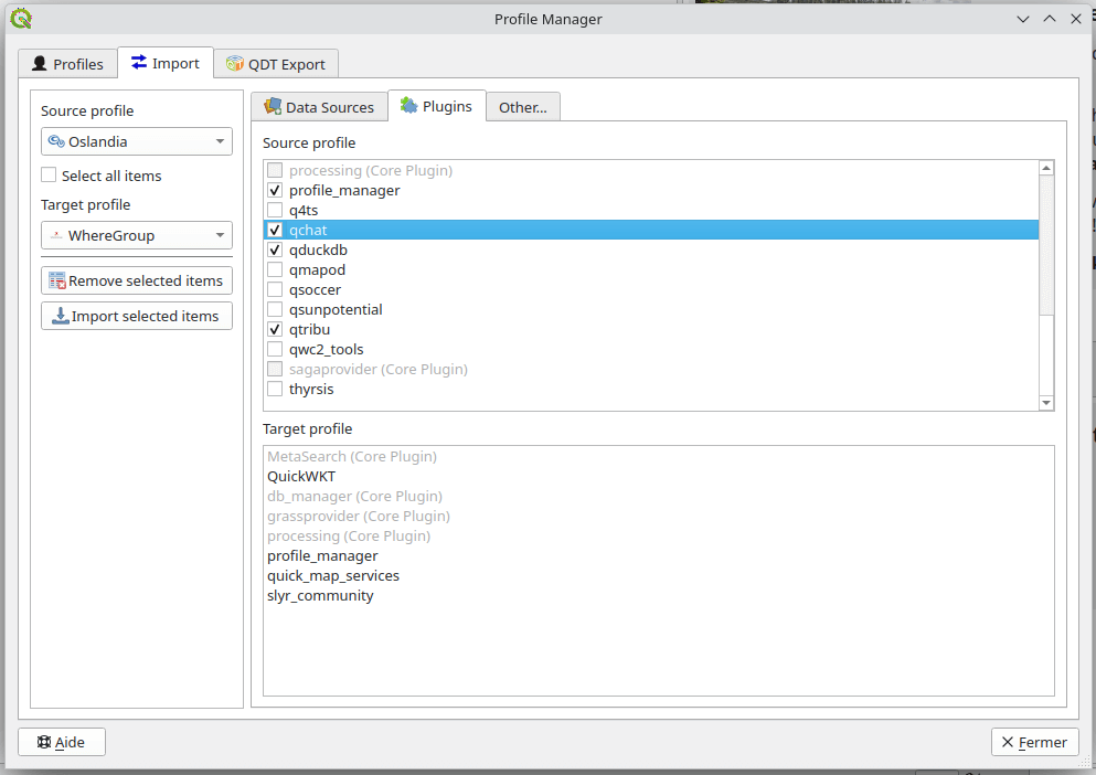 Profile Manager - Import plugins between profiles
